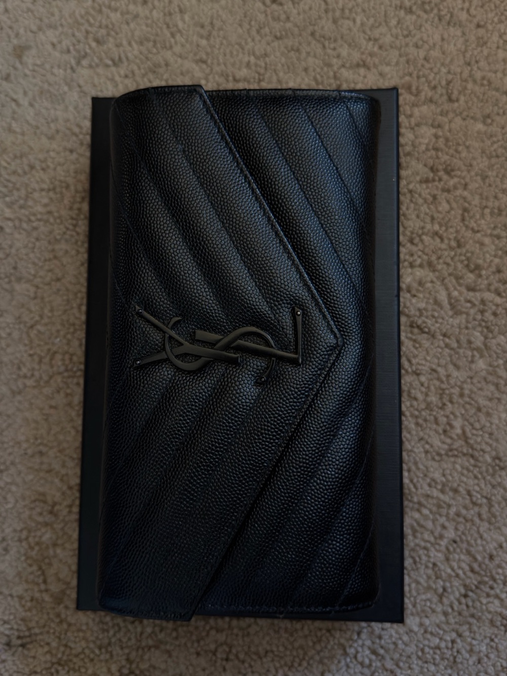 YSL Cassandre Matelassé Large Flap Wallet in Grain de Poudre Leather
